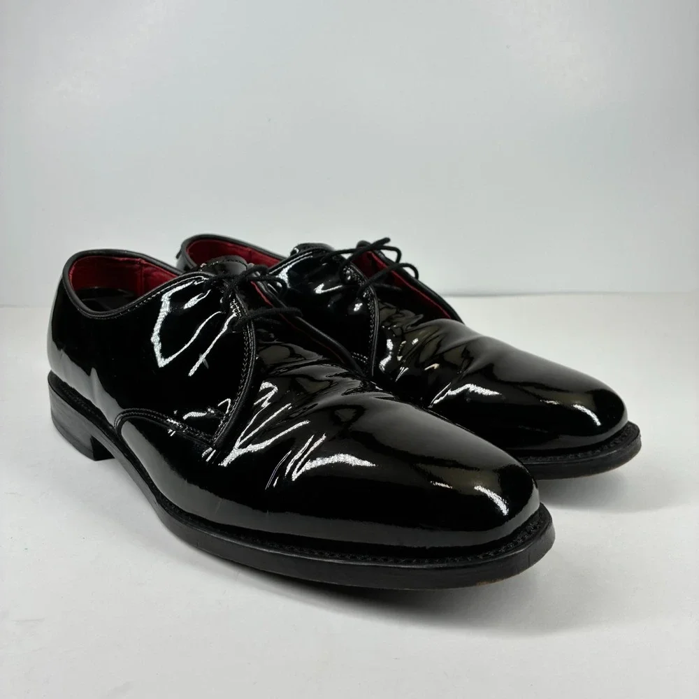 Allen Edmonds Spencer Men's US 9.5A Black Patent Leather Tuxedo Derby Dress Shoe